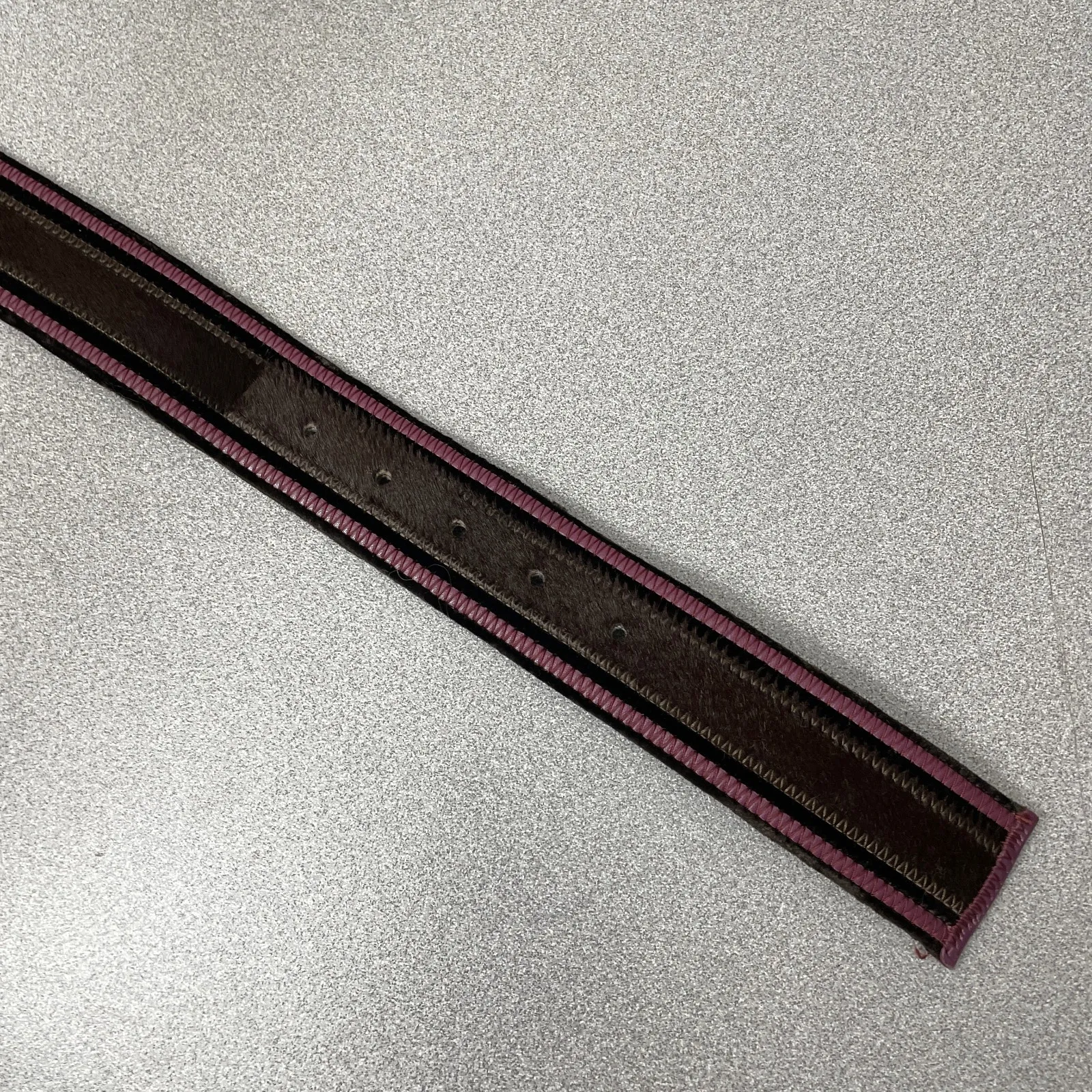 Orciani Belt Womens Medium Purple Brown Pony Animal Hair Leather Silver 1.75in - Image 5