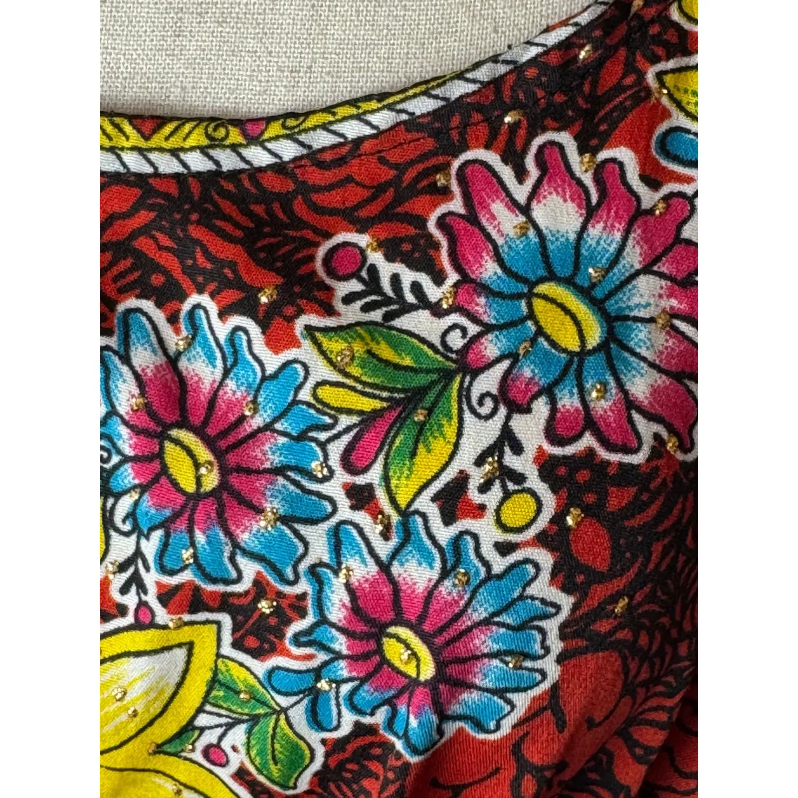 True Rock Caftan Dress Women OS Red Floral Print Maxi Kaftan Boho Coverup Kimono Size undefined - Image 8