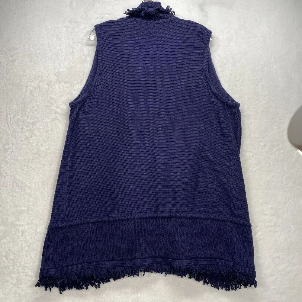 Chicos Cardigan Sweater Womens 3 XL Open front ruffle Indigo Blue boho chic-flaw - Image 6