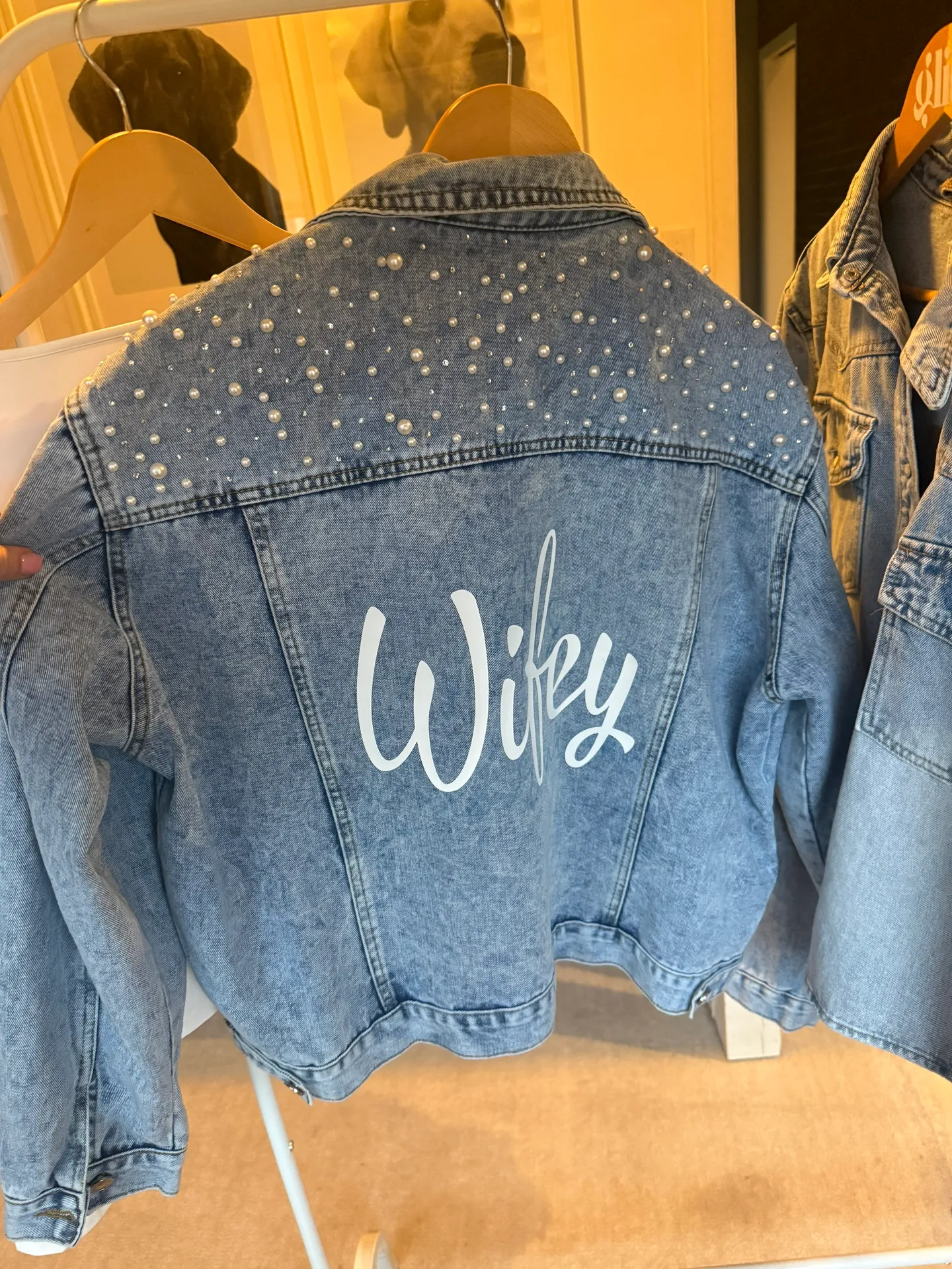Wifey Denim Bridal Jacket Blue Size L - Image 2