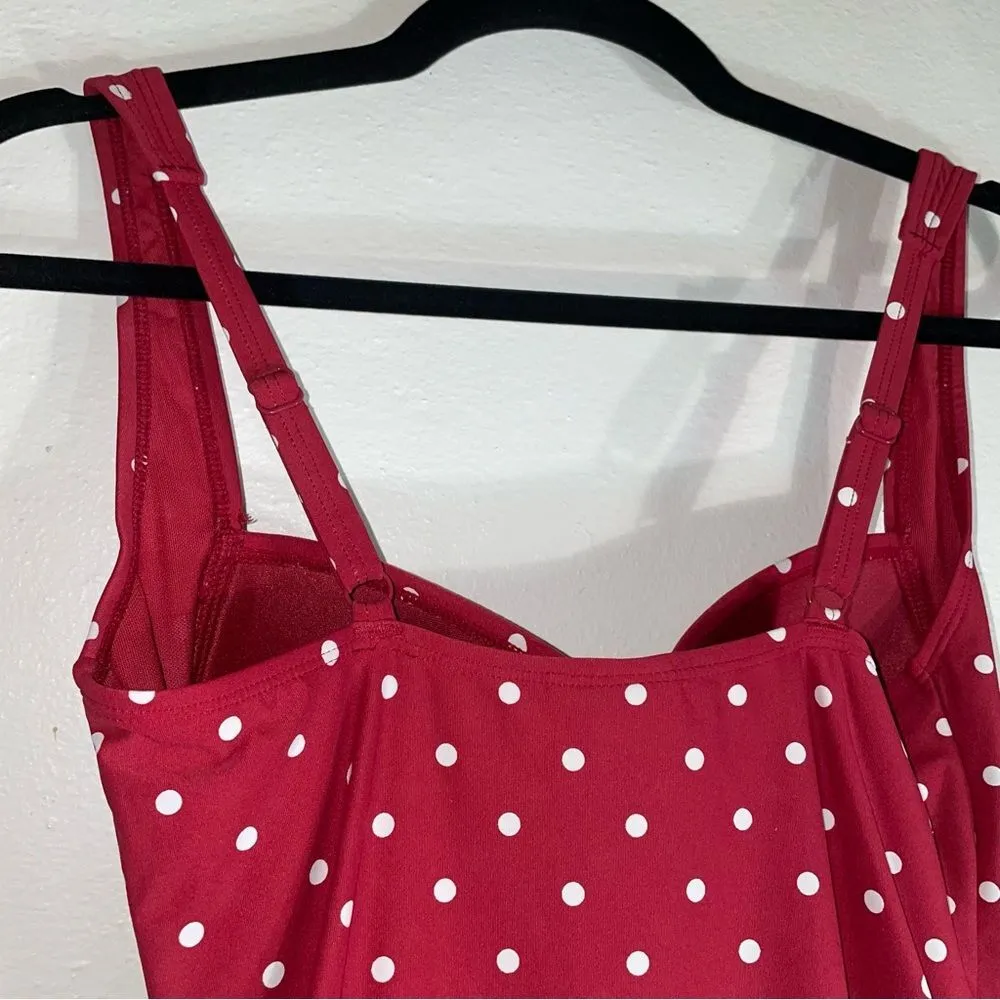 Nip Tuck Swim Size 6 Joanne Red Polka Dot One Piece Bikini - Image 5