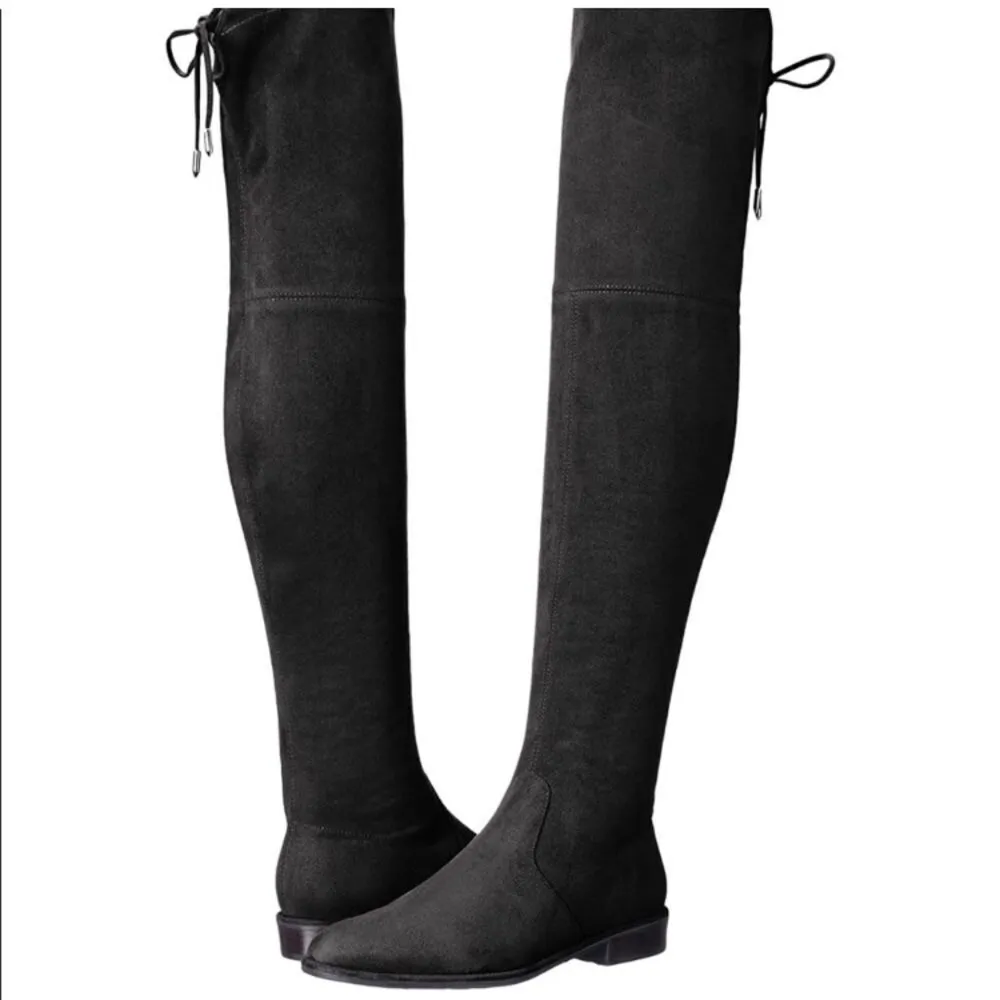 Black Knee High Suede Boots Size 6 - Image 2
