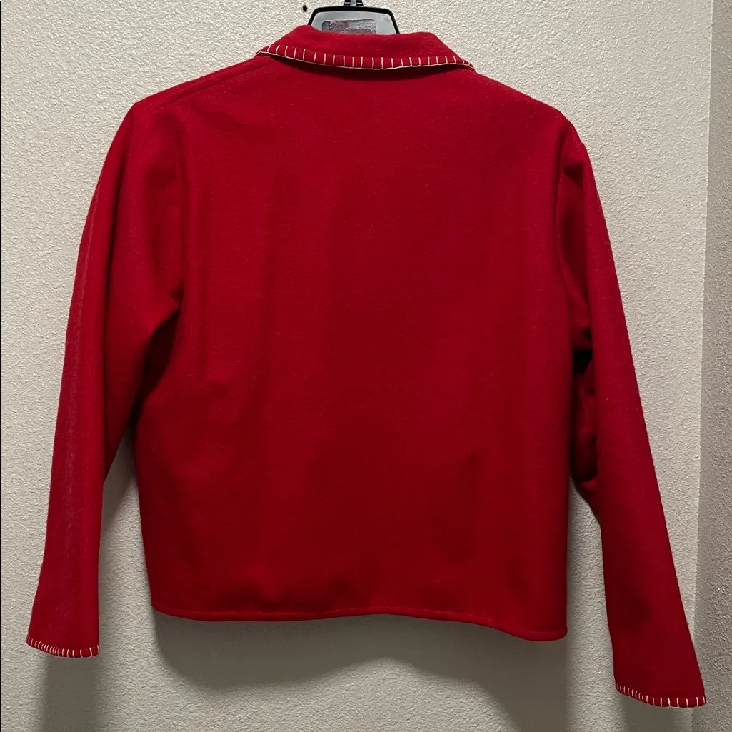 Festive Red Snowman Embroidered Blazer Size XL - Image 5