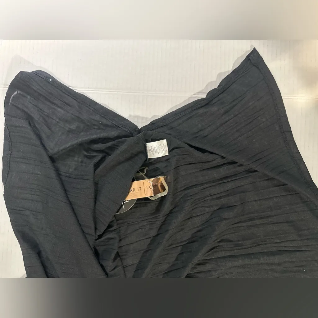 Almost Famous Black Halter Tank Top With Stitched Chest Area Tunic Medium‎ NWT - Image 4