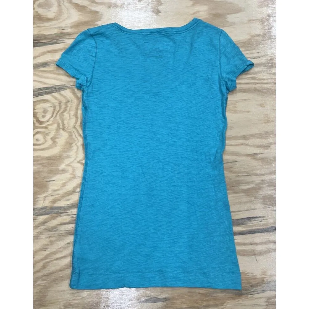 Aeropostale Y2K Women’s Tee Shirt Size Small Green Short Sleeve Burnout Top - Image 2
