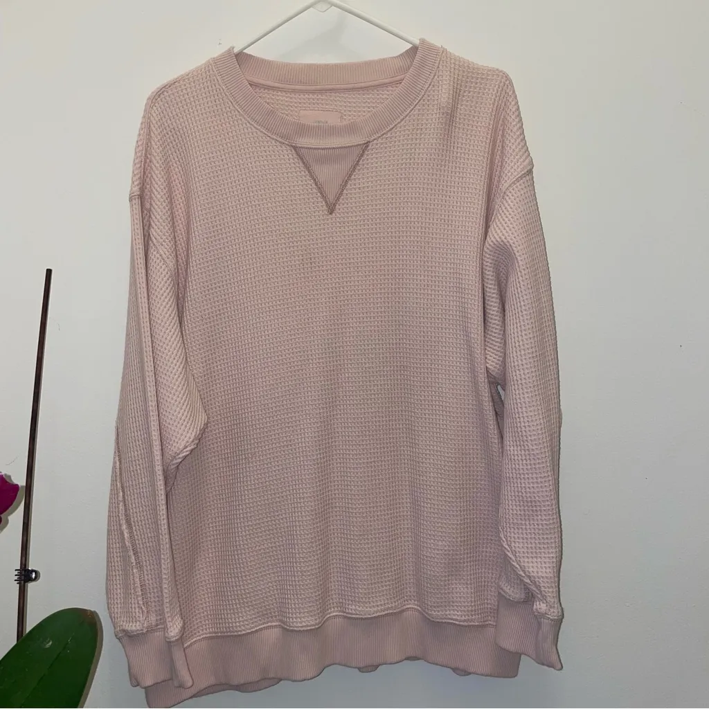 Aerie Women's Pink Waffle Knit Sweater - Image 2