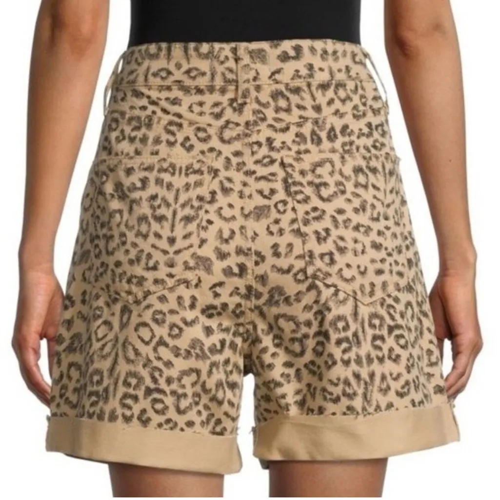Free People Printed Dogtown High Waist Shorts Cheetah Black Tan Size 25 - Image 3