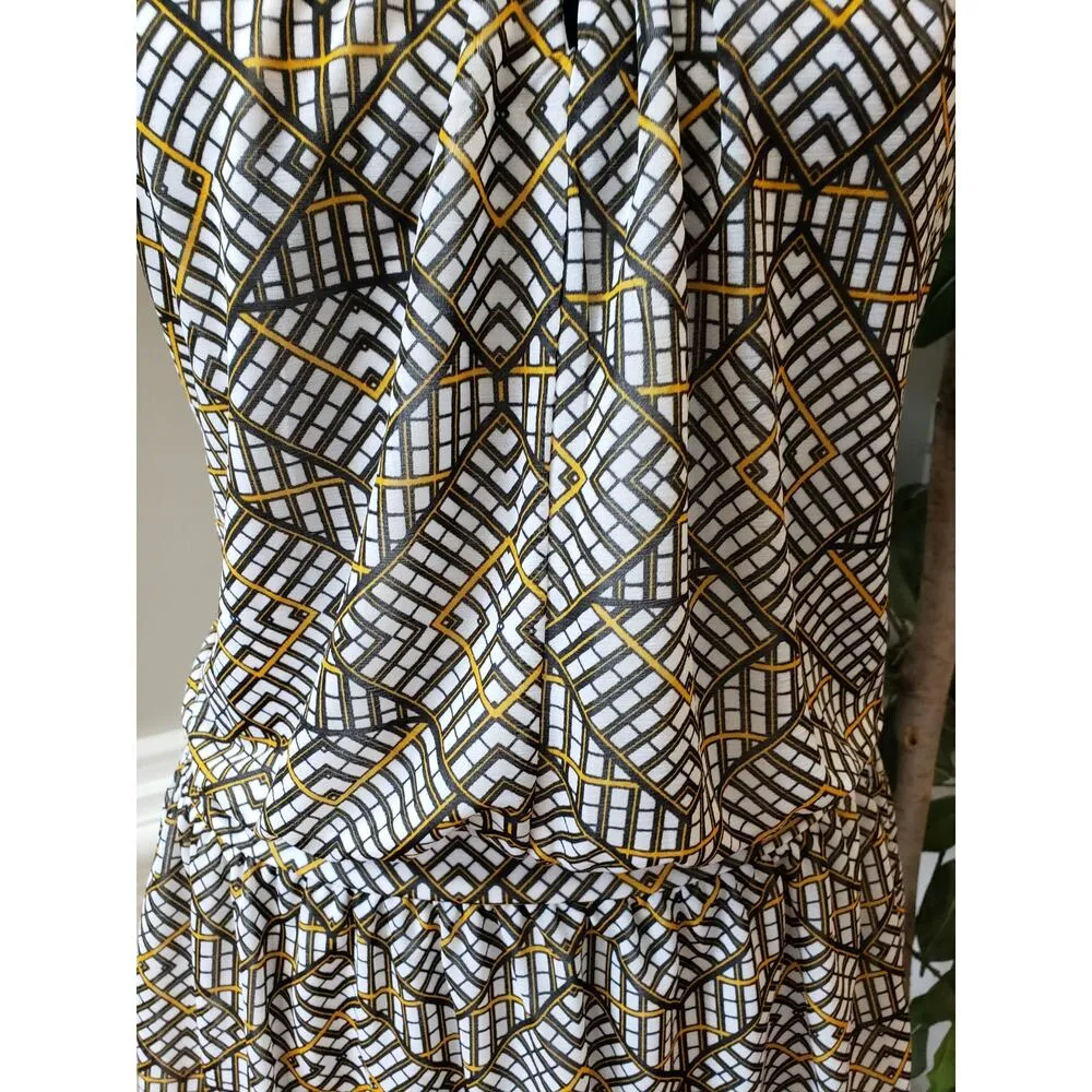 Worthington Blouse Top Womens XL Multi Geo Print Lined Empire Waist Lace Up Back - Image 11