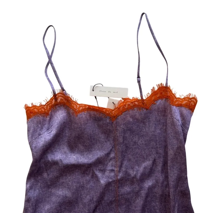 Fleur du Mal Acid Wash Mini Slip Dress Lilac Purple NEW Silk Size XS Lingerie - Image 5