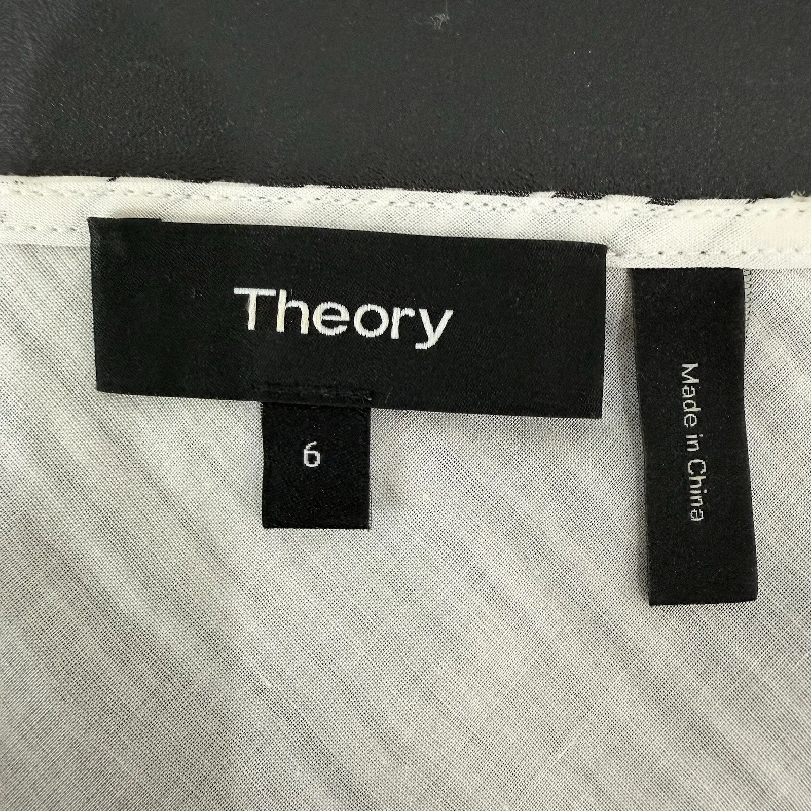 THEORY Sz 6 Dress Summer Athens Asymmetrical Spaghetti Strap Striped Ivory Black - Image 9