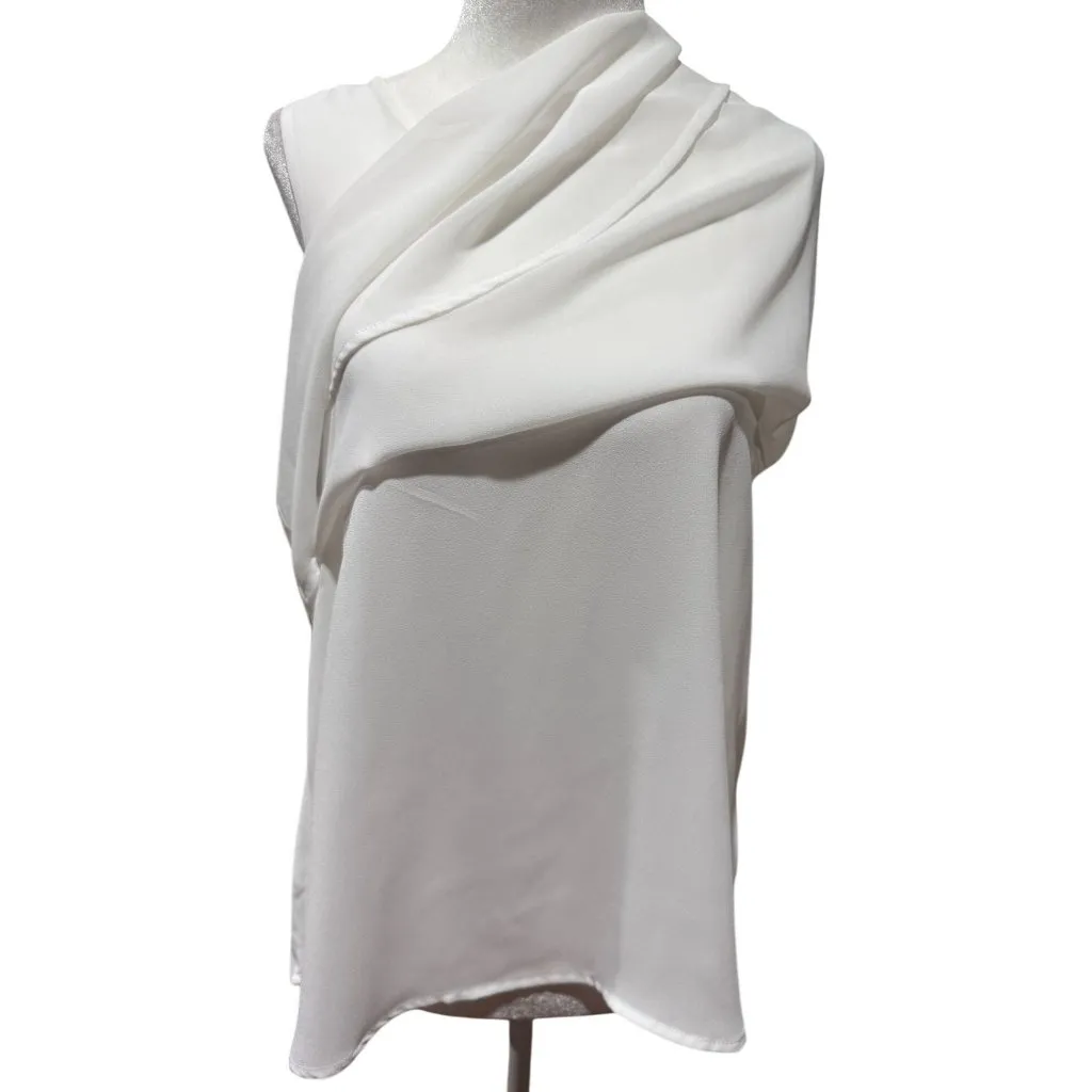 Pleione Womens XS Blouse Dressy Tank Top White Sleeveless Dressy Casual Office - Image 3