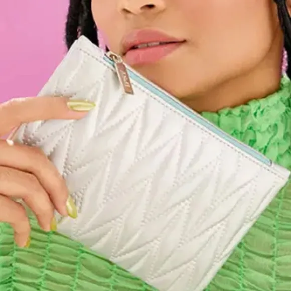 Ipsy Silver Quilted Glam Cosmetic Pouch Bag - Image 2