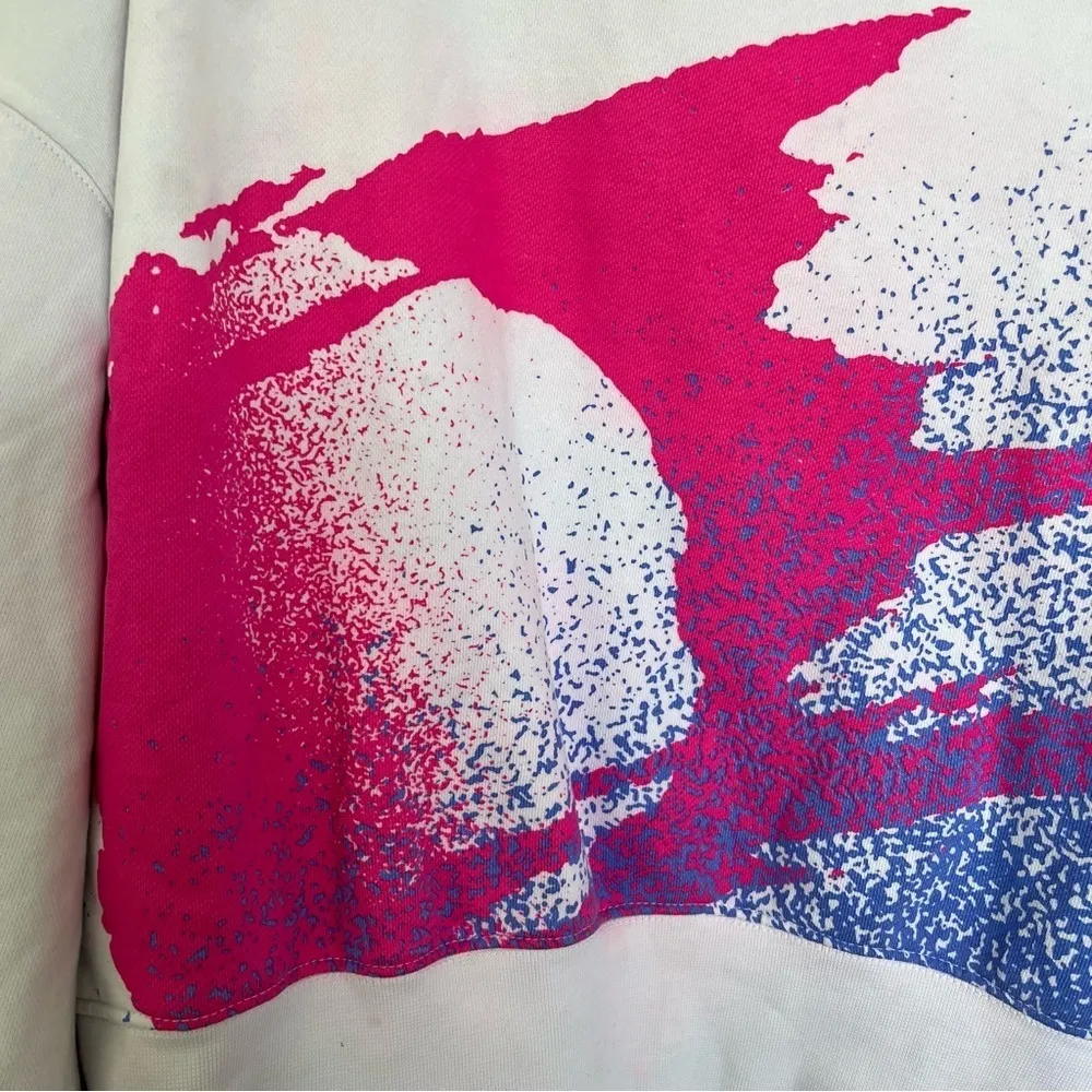 Women’s Nike Pink, Purple, and Neon Green Crop Crewneck Sweatshirt Size M - Image 5