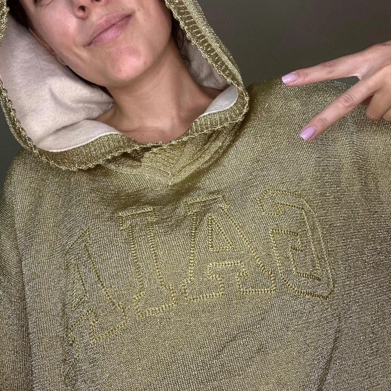 Cult Gaia x GAP Metallic Gold Hoodie Top Size S S1 - Image 2