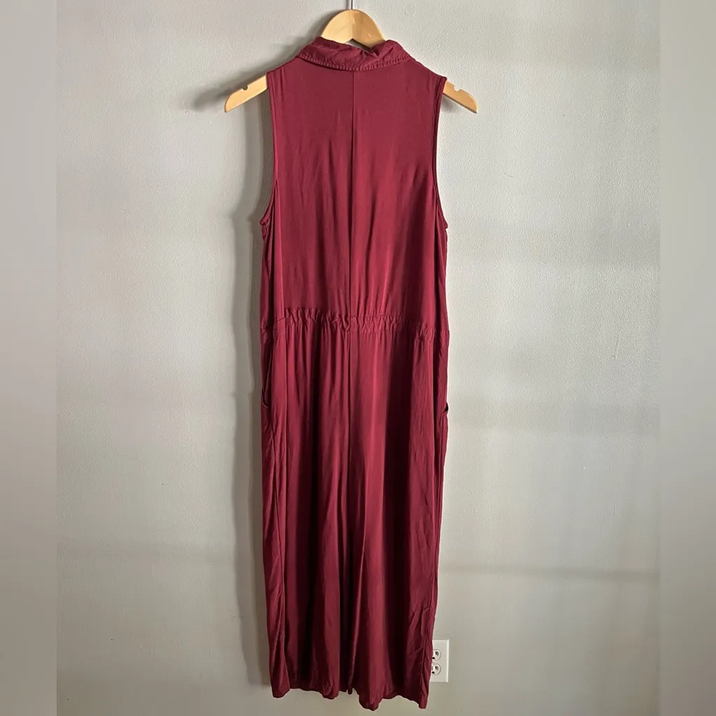 Universal Thread Burgundy Sleeveless Button Front Jumpsuit S Rayon Wide Leg - Image 6