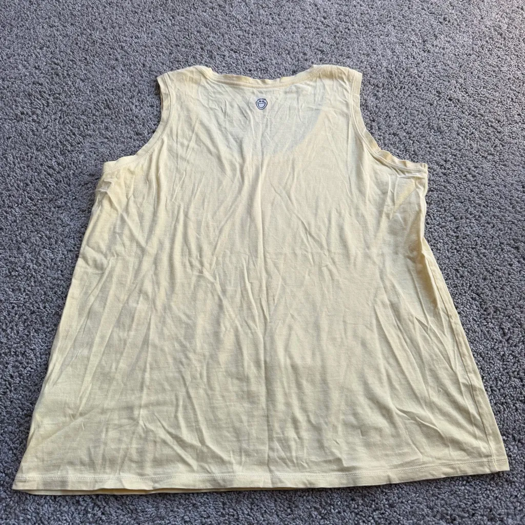 Life Is Good Yellow Tank Top With Purple Flower Size Large - Image 6