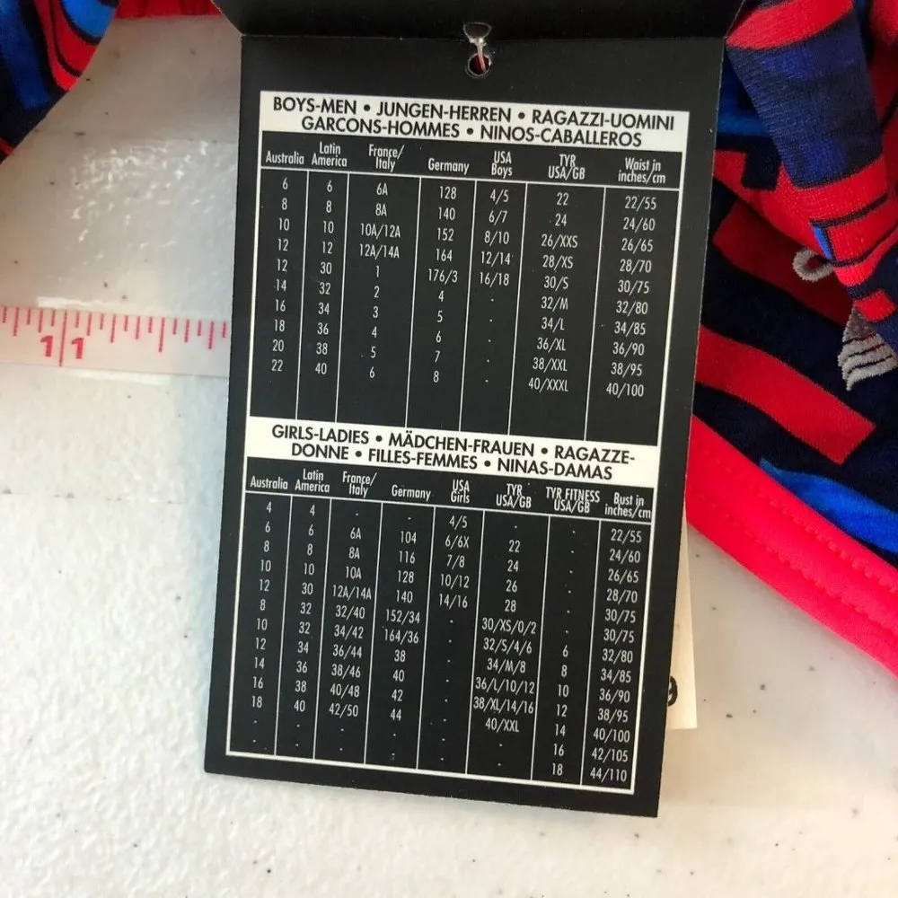 TYR Womens Anik Crosscutfit One Piece Swimsuit Geometric Red Blue 34 US M - Image 10