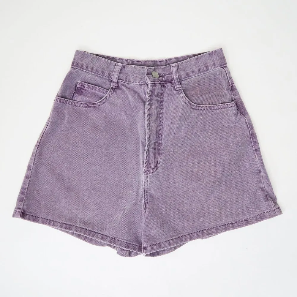 Vintage 80s Bongo Purple Denim Shorts - Image 2