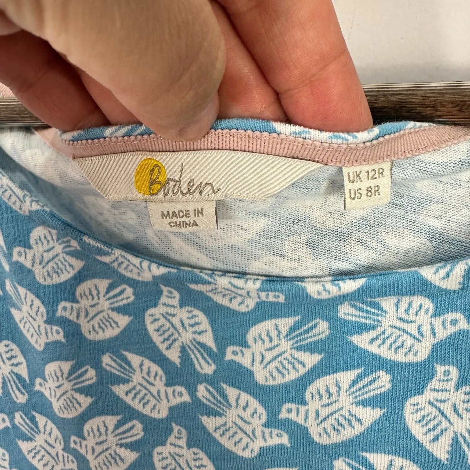 Boden Sheath Dress Womens 8 Blue Bird‎ Dove Print Whimsical Costal Preppy Cotton - Image 3