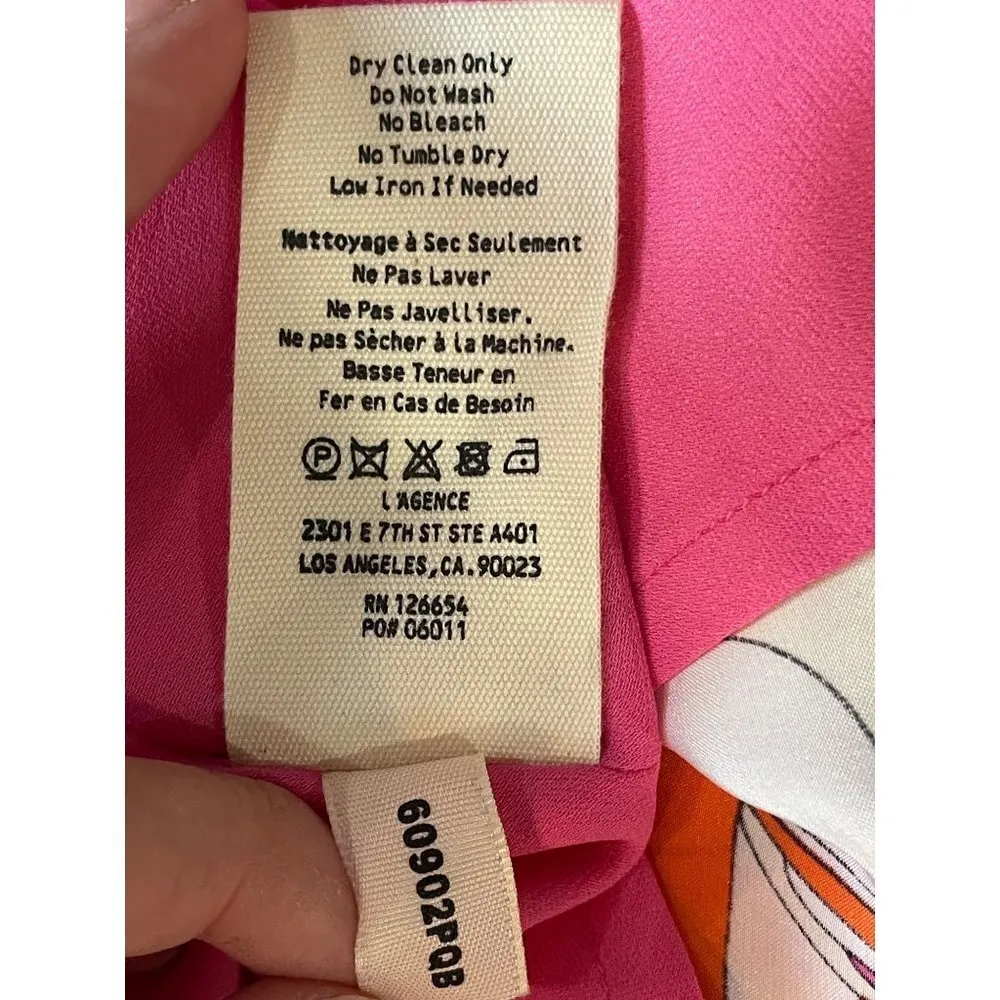 L'agence Jodie Silk Midi Slip Dress Orange Rose Abstract Swirl Womens 10 - Image 13