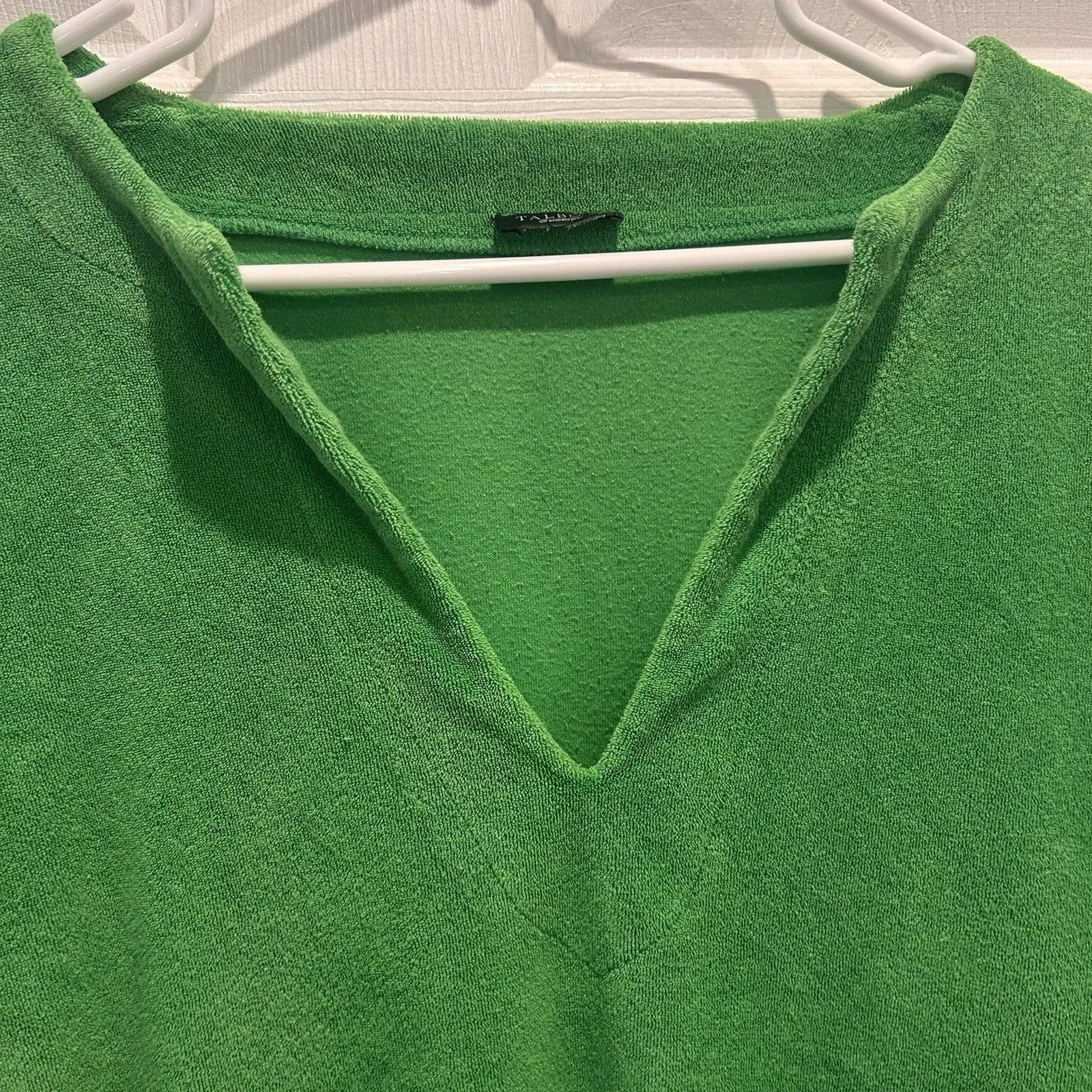 Talbots Green Split‎ V-Neck French Terry Long Sleeve Coverup Tunic Womens Large - Image 3