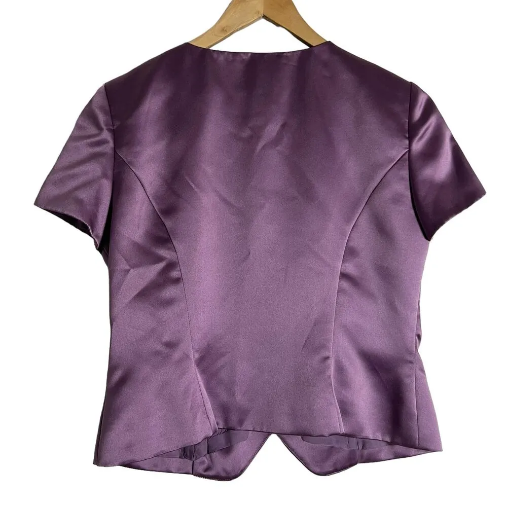Donna Ricco Purple Satin Skirt Jacket Set Set Size 10 - Image 6