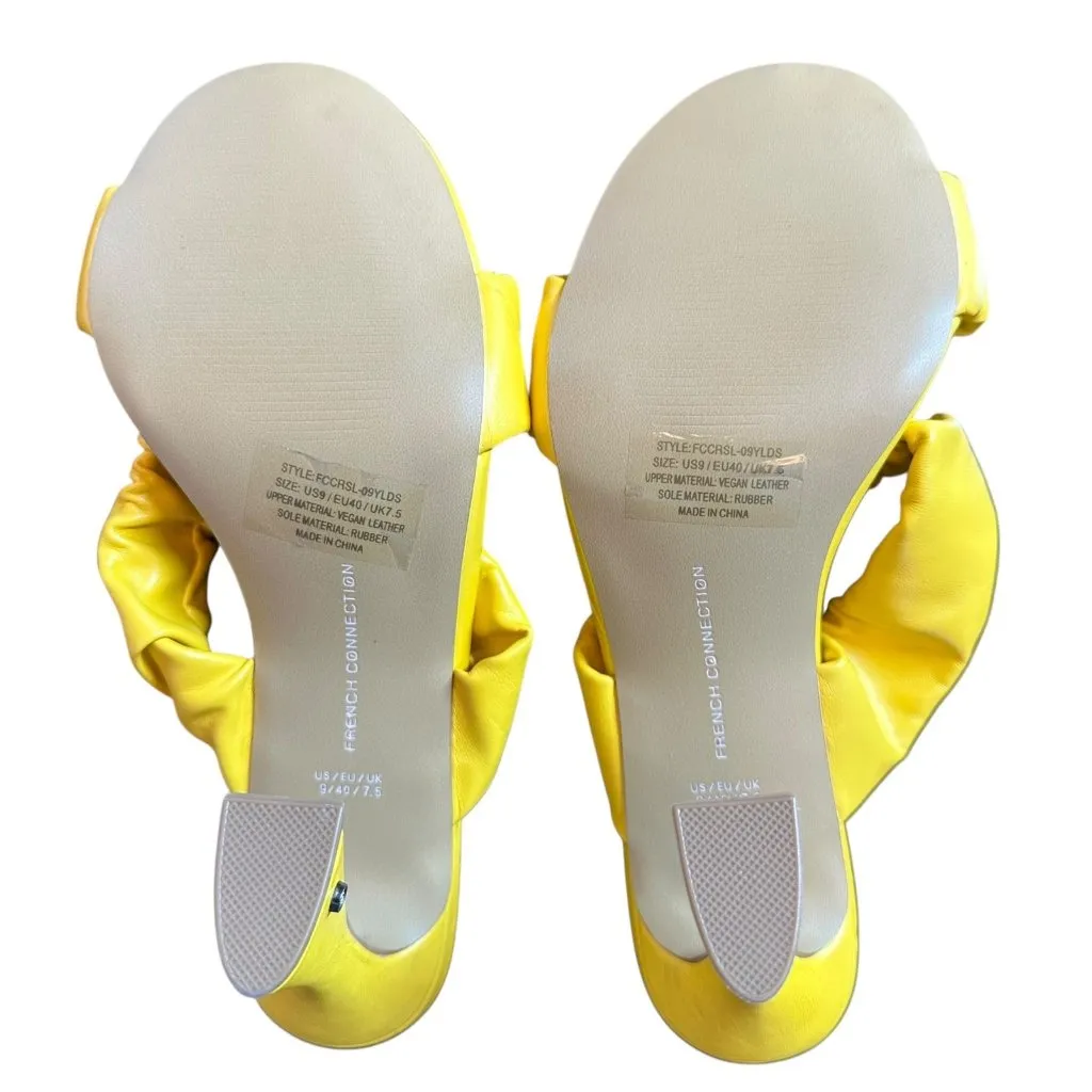 NEW French Connection Yellow Ruched Vegan Leather Heeled Sandals – Size 9 - Image 7