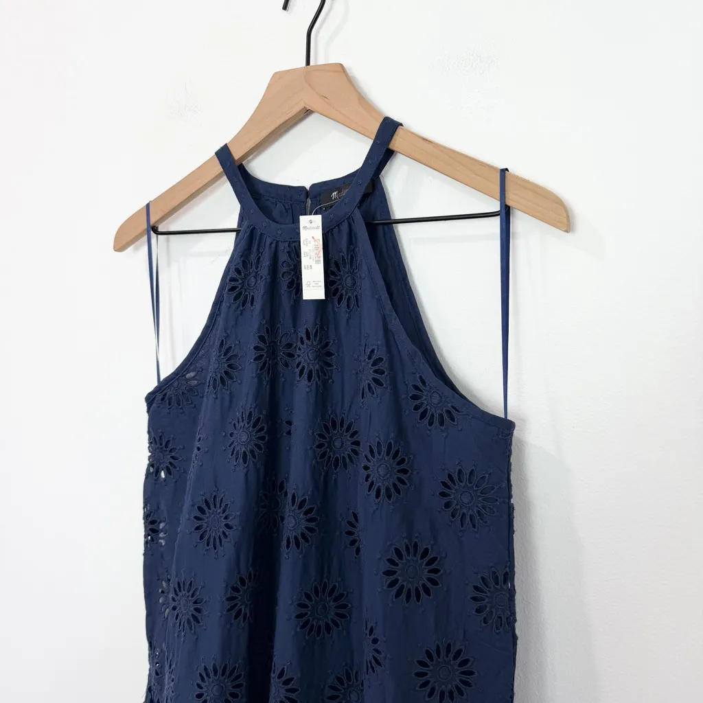 Madewell Embroidered Drop Waist Maxi Dress Size XS Navy Eyelet NWT - Image 5