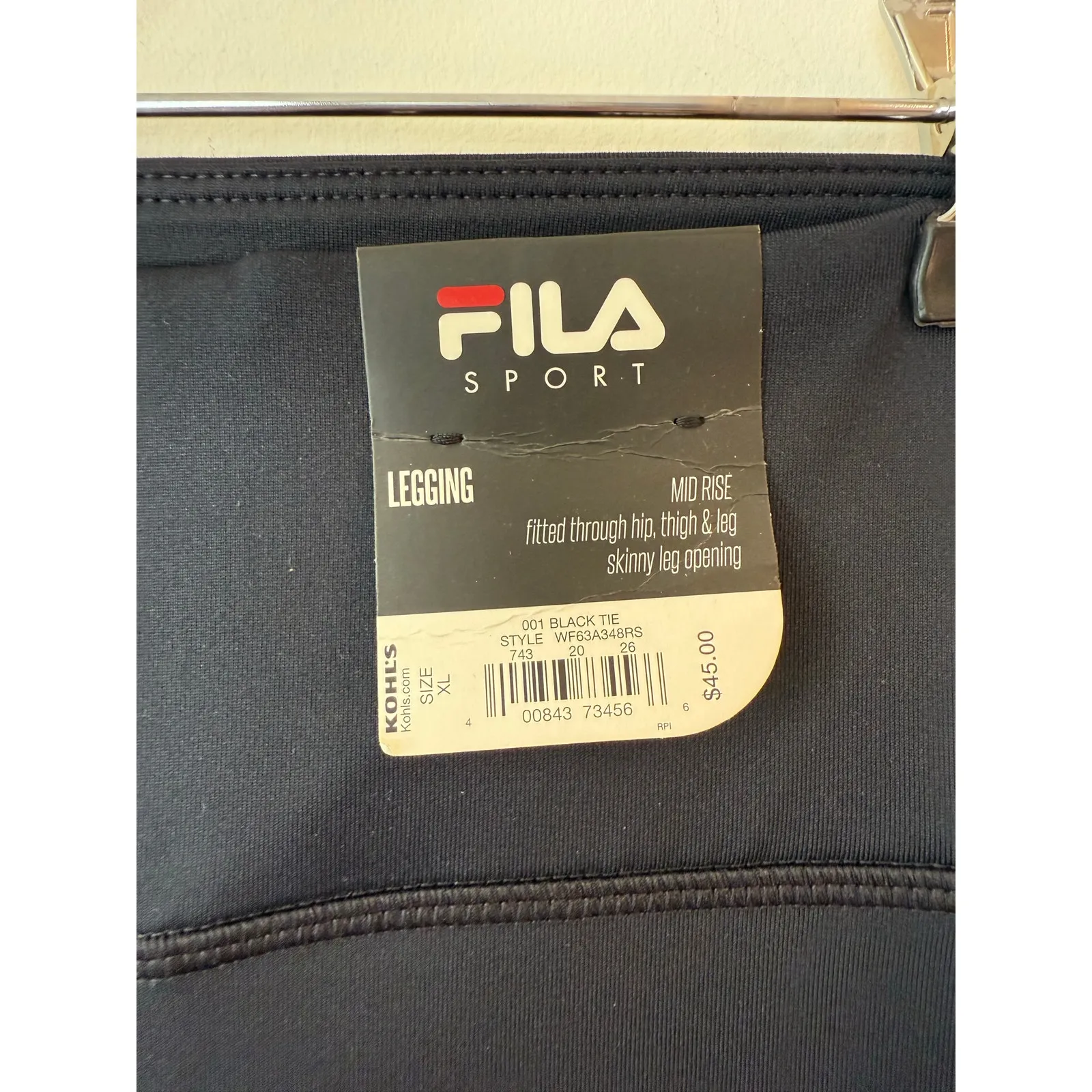 NWT Fila Sport Mid Rise Skinny Leg Leggings Live in Motion Black Women's Size XL - Image 6