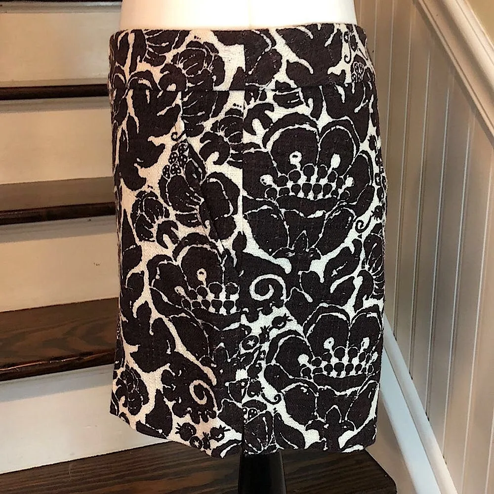 TRINA TURK Ivory Brown Tapestry Like Floral Dress Shorts Sz 12 - Image 3