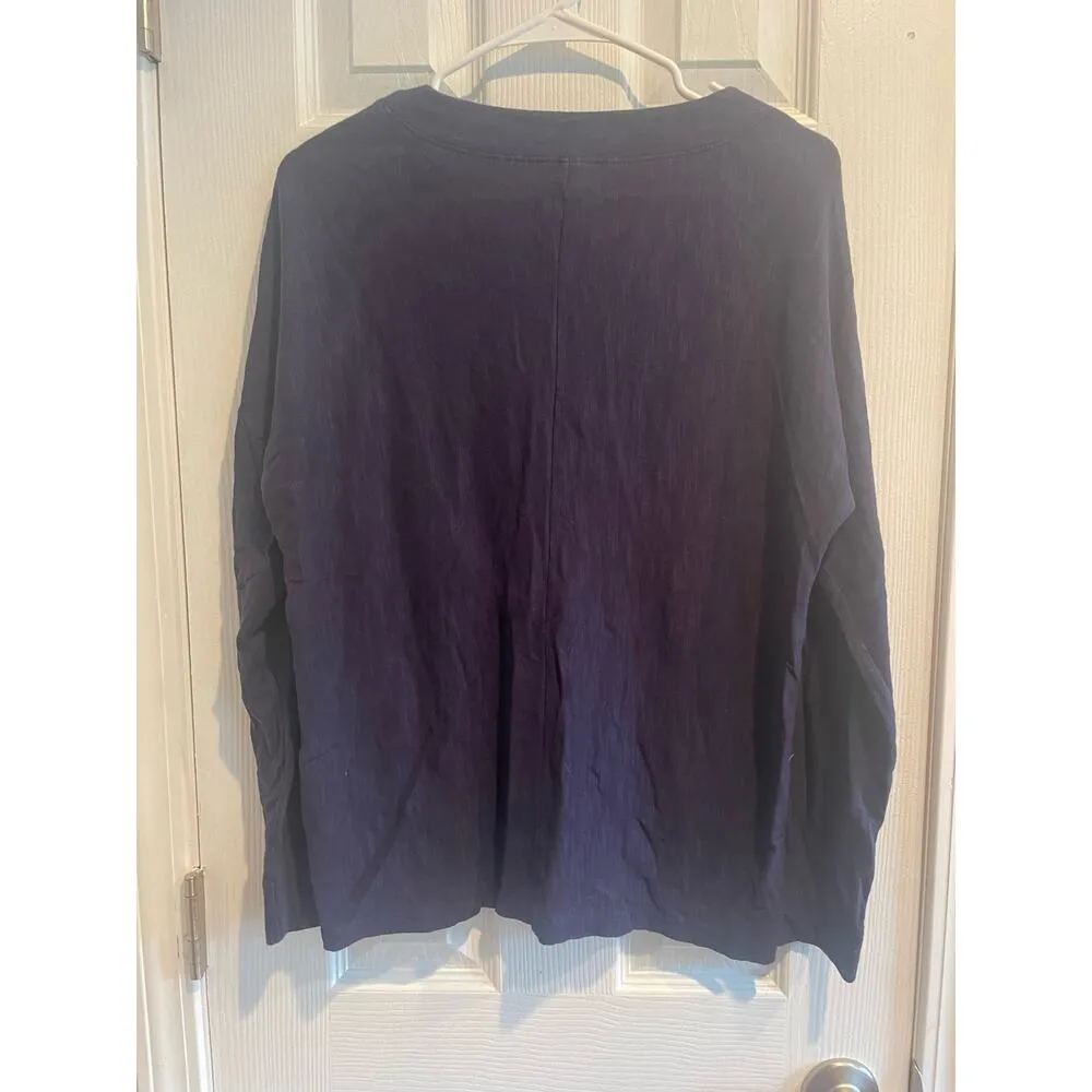 Lilla P VNeck Long Sleeved Navy Size Large Leisurewear Top, B86, $34 Blue - Image 4