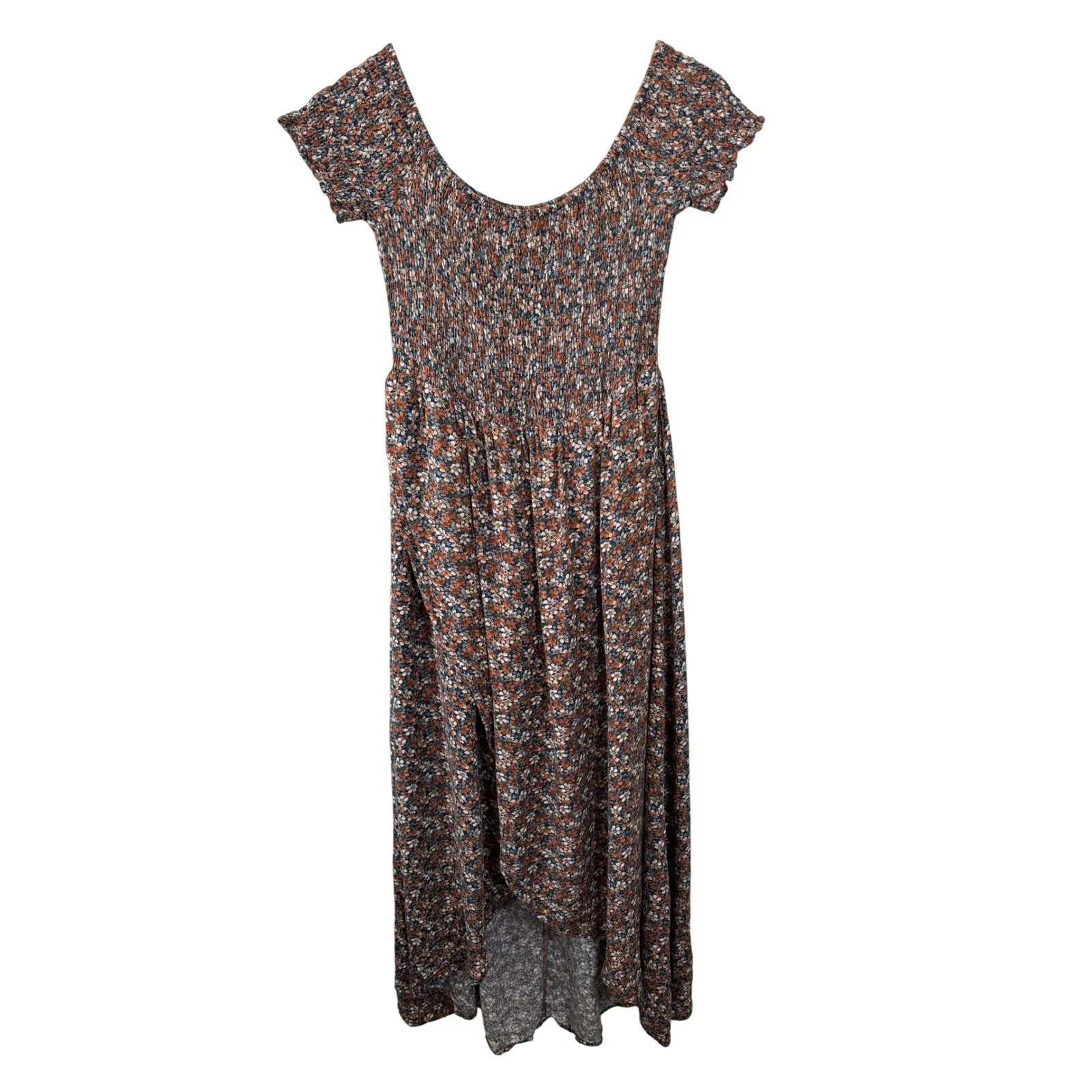 Sweet‎ Lemon Smocked Floral High Low Maxi Dress Women's Size L Brown Size L - Image 2