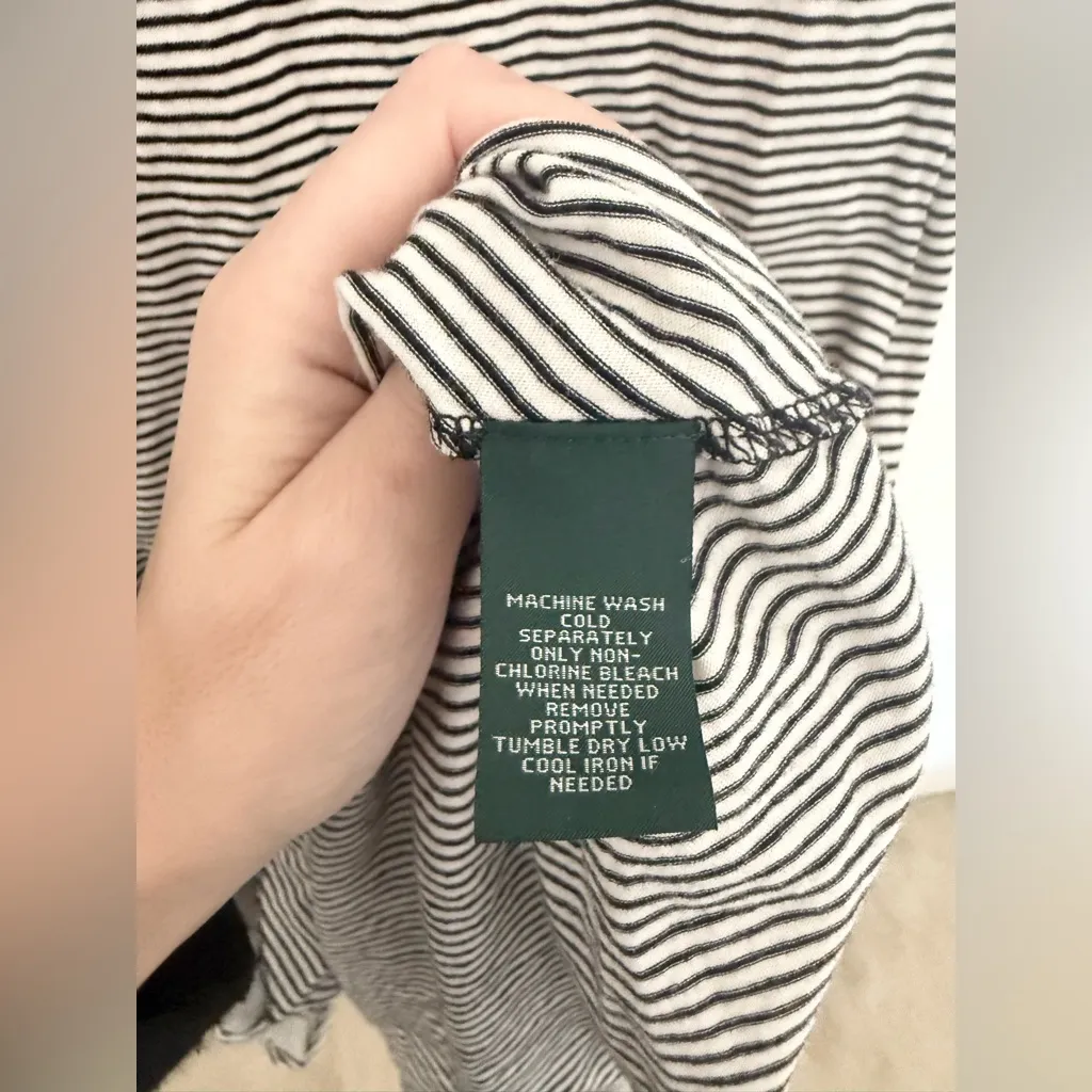 Ralph Lauren Jeans Co Striped Cotton Dress Ruffle 3/4 Sleeve Short Dress Size M - Image 5