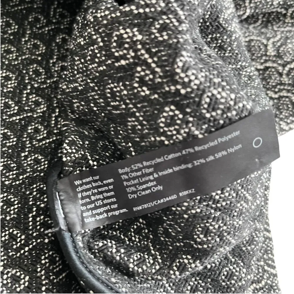 Eileen Fisher Rosette Jacquard Black White Zip Up Jacket Size Large - Image 6