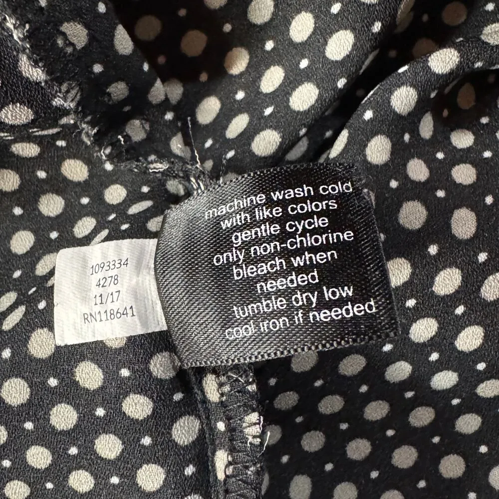 Lane Bryant SZ 18/20 Top Polka-Dot Partial Button-Up Hi-Low Hem Long Sleeves - Image 9