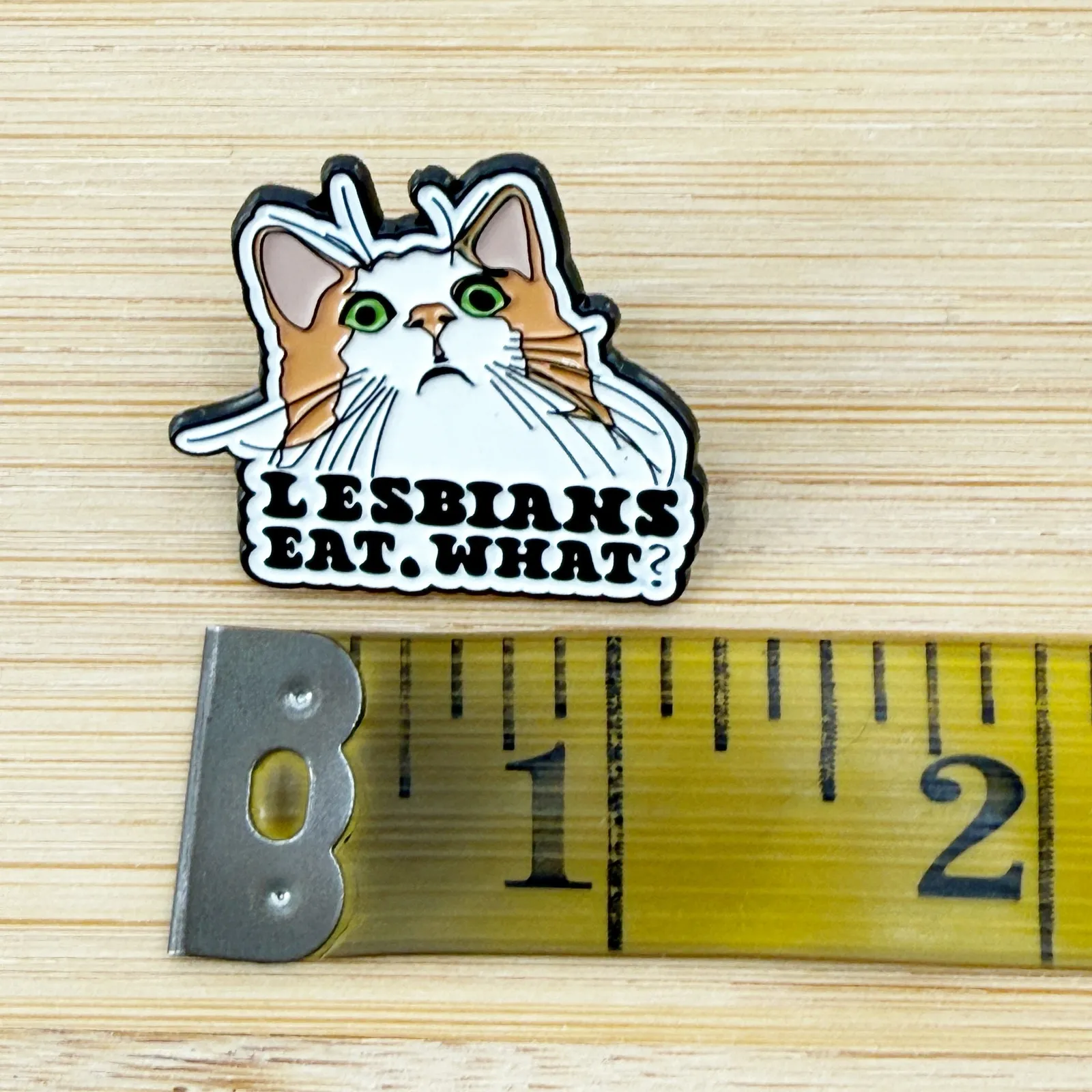Lesbians Eat What Funny Cat Soft Enamel Pin White - Image 4