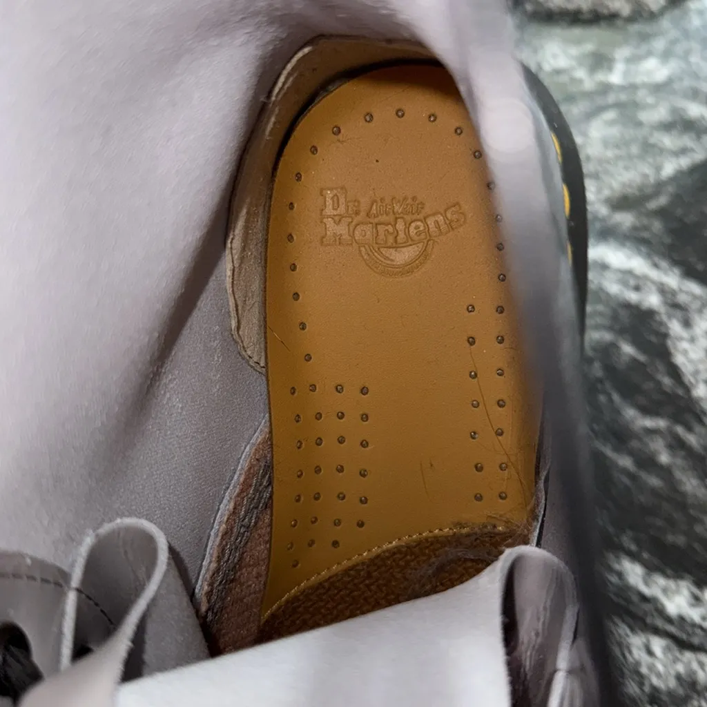 Dr. Martens Gray Combat Moto Boots 1460 with Air-Cushioned Sole - Image 9