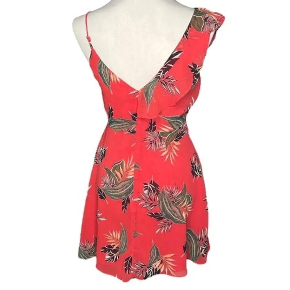 Lulus Luau or Later Red Print Skater Dress Coral Size Small - Image 2