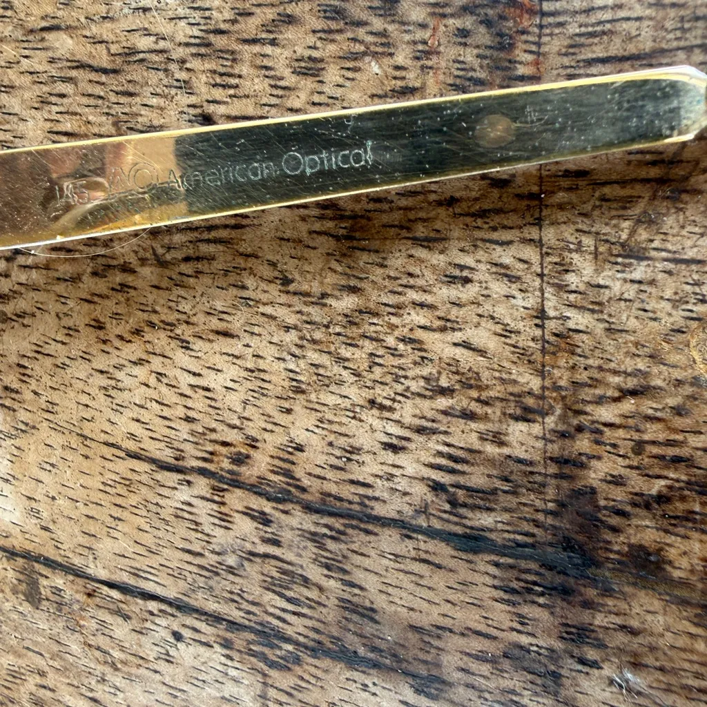 Vintage American optical glasses metal Frame with vintage eel skin leather case Gold - Image 15