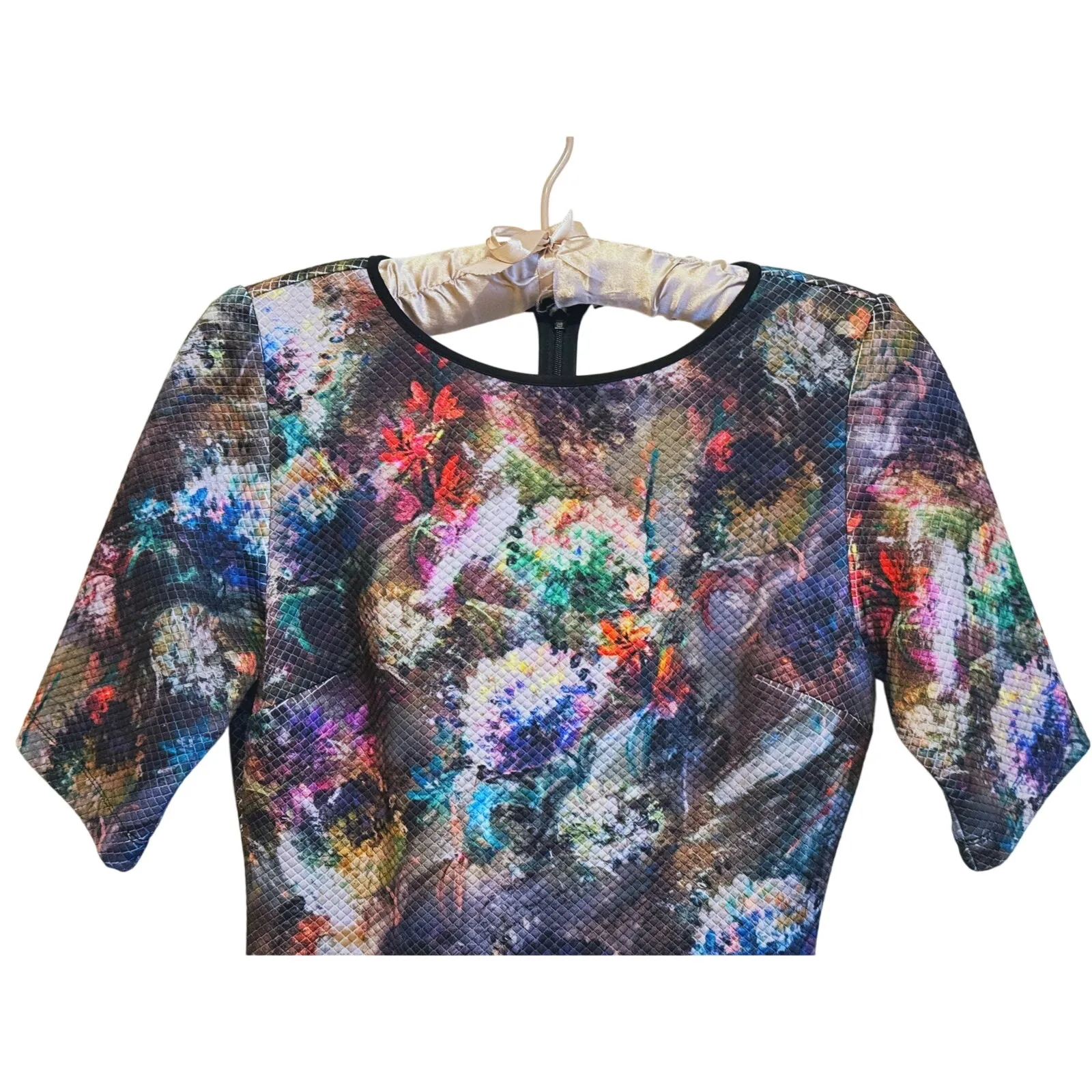 Margaret O’Leary Quilted Kaleidoscope Bodycon Dress Small Statement Maximalist - Image 10