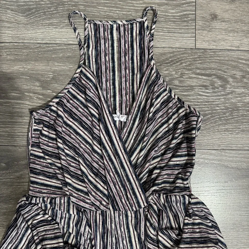 BCBGeneration Women Multicolored Striped Sleeveless‎ Stretchy V-Neck Jumpsuit XS - Image 4