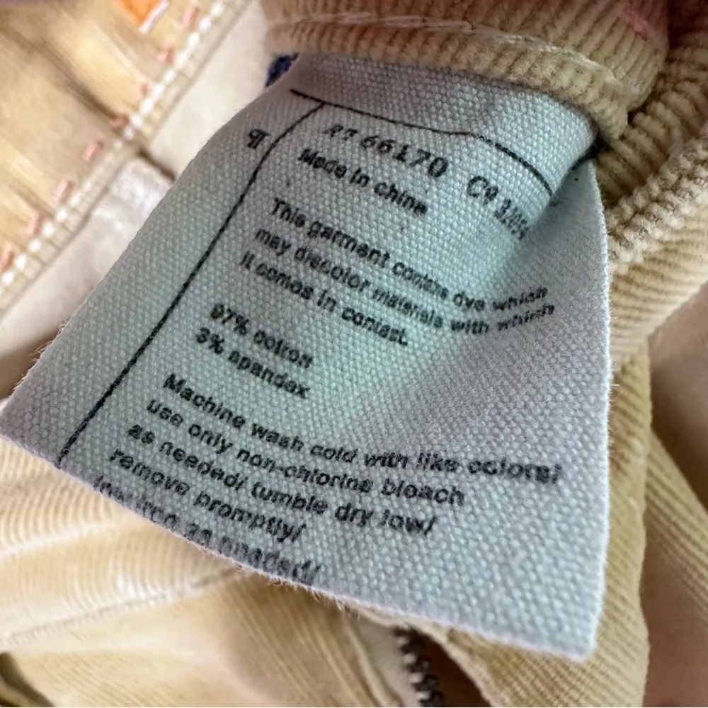 Pilcro and the Letterpress Pale Yellow Zipper Ankle Stet Corduroy Pants Size 27 - Image 16