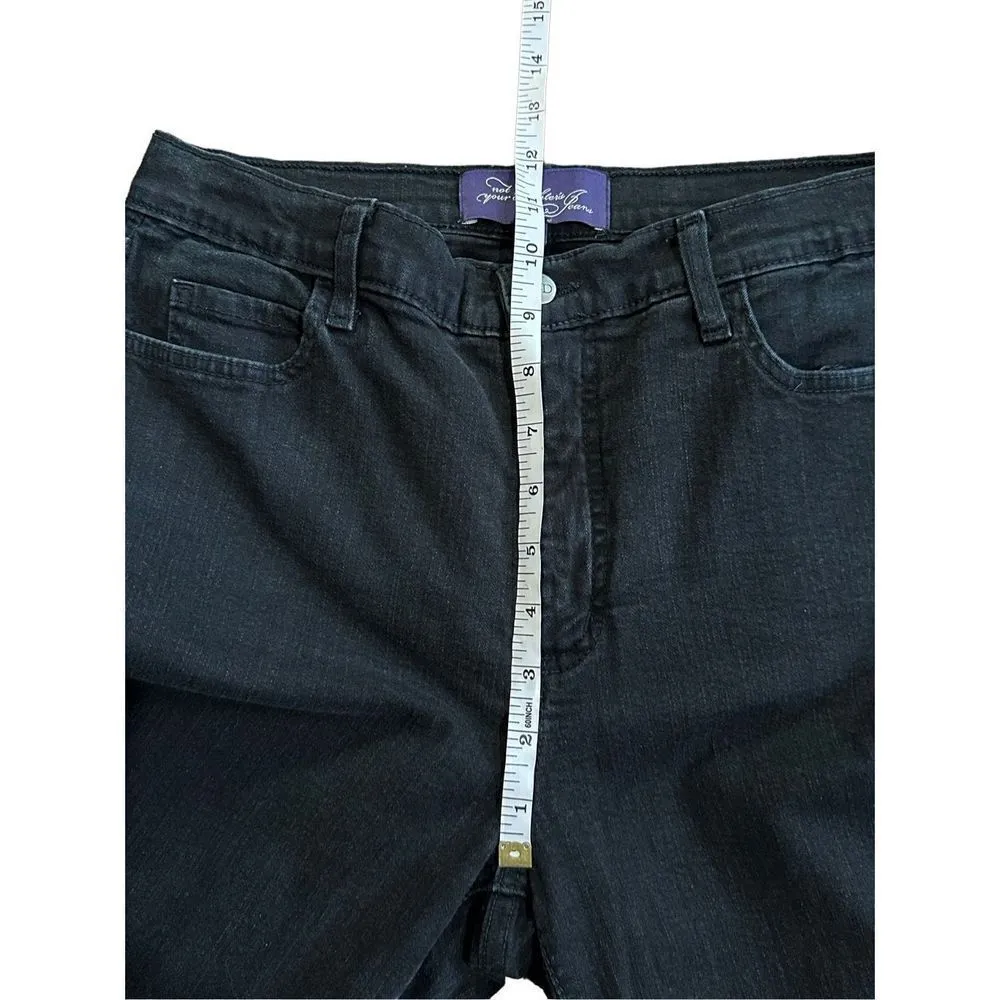 NYDJ black Lift tuck embellished back pocket high rise bootcut black jeans size - Image 5