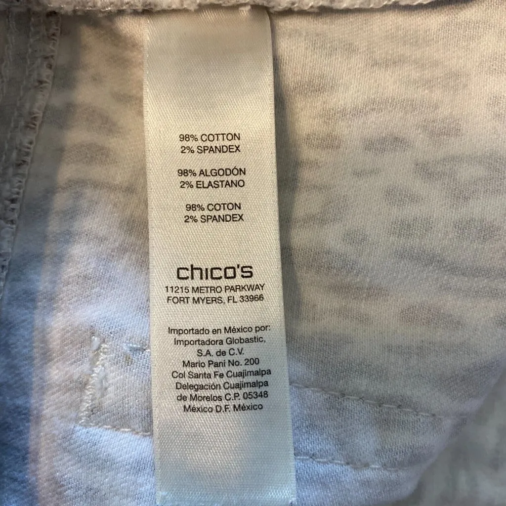 Chicos Jeans 3‎ Leopard Print Brown White Tapered Ankle Stretch Denim XL 16 - Image 9