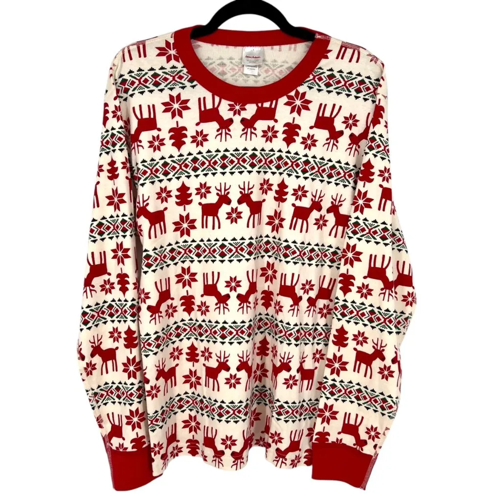 Hanna Andersson Dear Deer Reindeer Organic Cotton Pajamas Red White Size Medium - Image 2