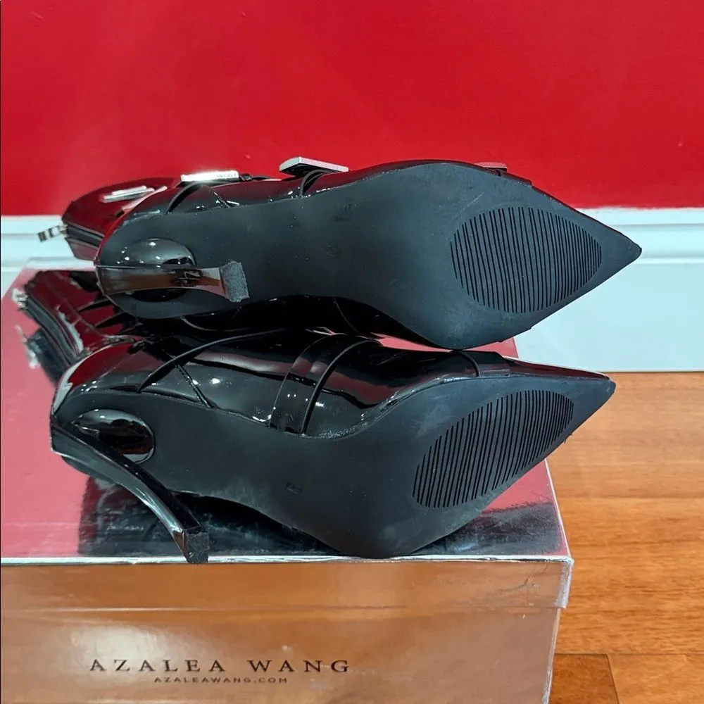 NWT Azalea Wang Chatty Buckle‎ Detail Bootie In Black Black Patent Size 9 - Image 8