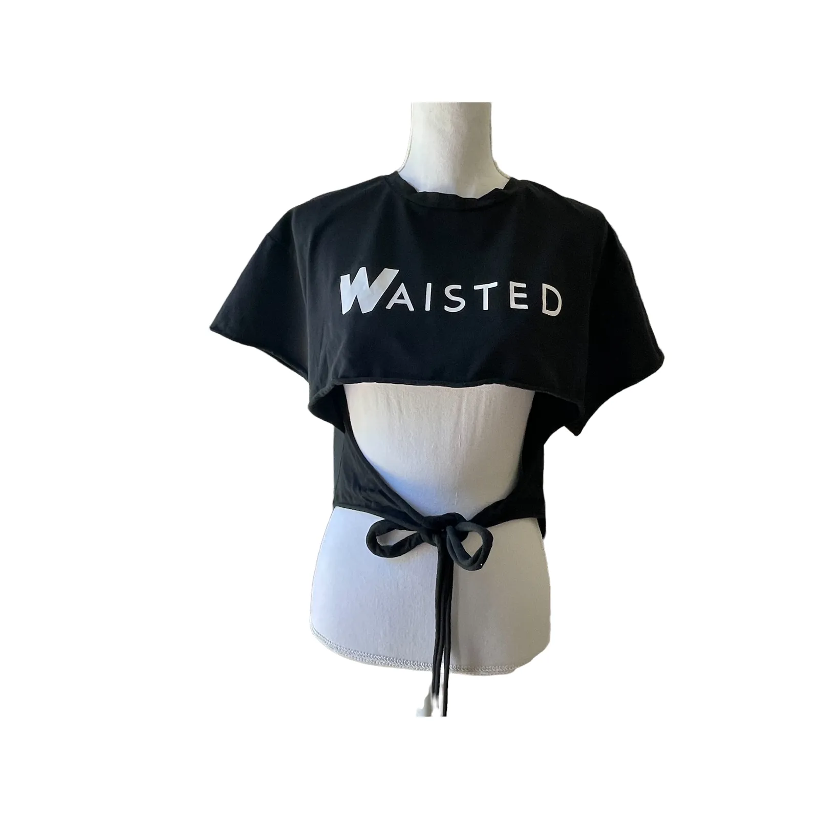 NWT WAISTED CUT OUT TIE TEE Size M Black Size M - Image 2