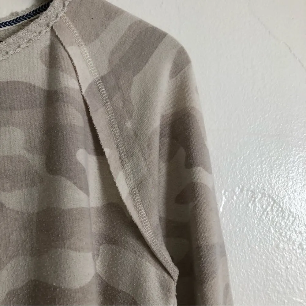 Knox Rose Beige Cream Camouflage Camo Casual Pullover Sweatshirt Sweater Top - Image 7
