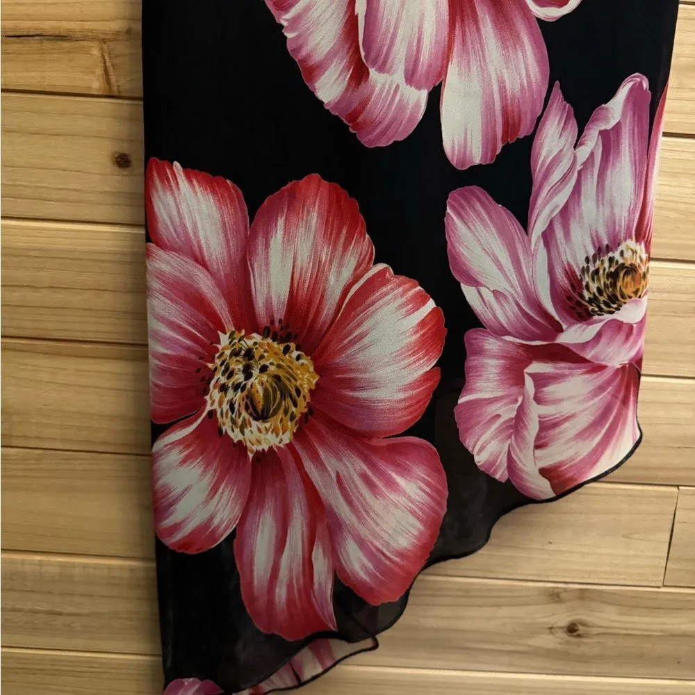 Y2K City Triangles Size Medium Asymmetrical Hem Large Floral Tank Slip Dress - Image 3