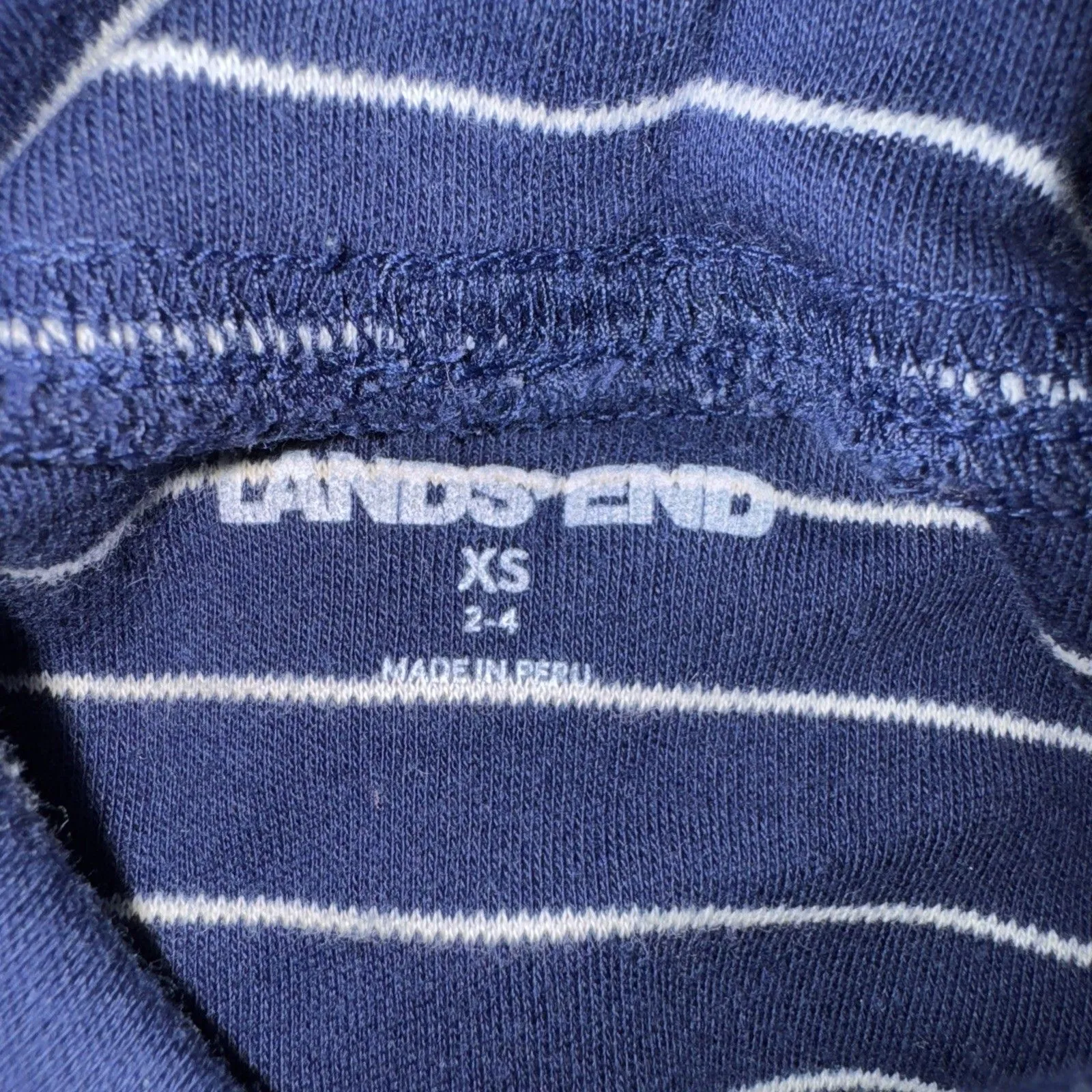 Lands End XS (2-4) 100% Cotton Fitted Turtleneck Tunic Navy White Stripe - Image 3